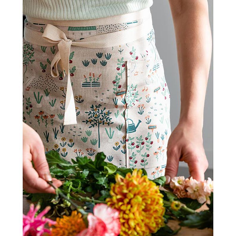 Dekorationsstof Halvpanama bondegård – natur/grøn,  image number 7