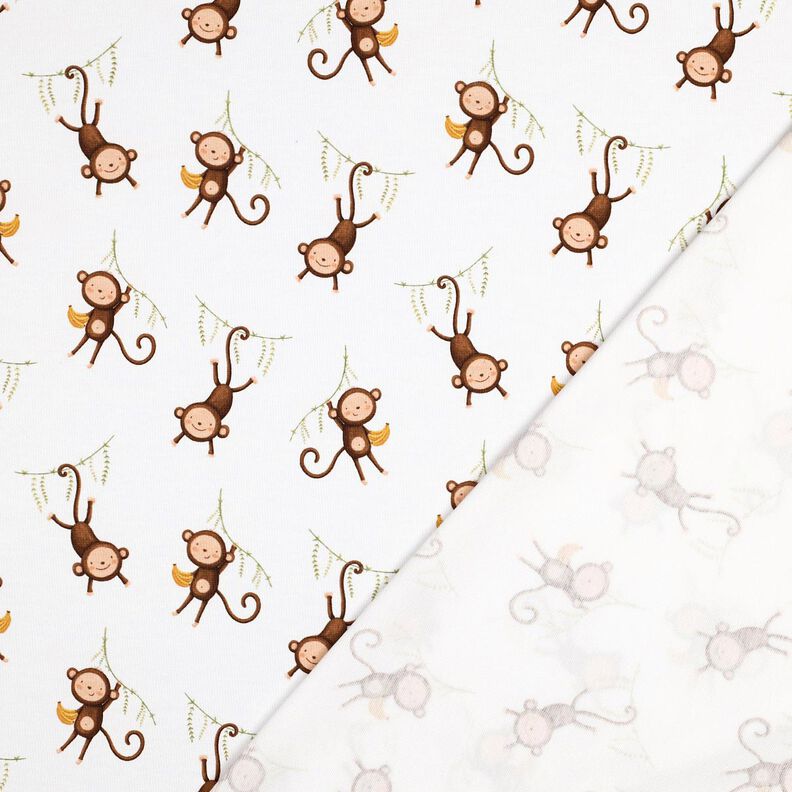 GOTS Bomuldsjersey aber i junglen Digitaltryk | Poppy Fabrics – hvid/mørkebrun,  image number 3