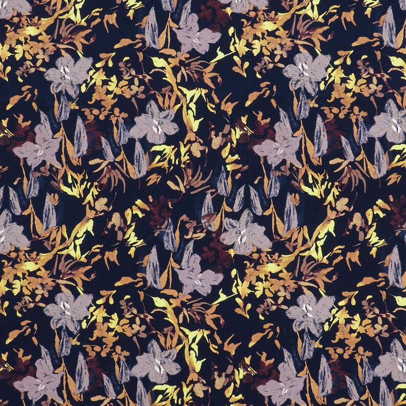 viskosejersey blomsterscene – natblå,  image number 1