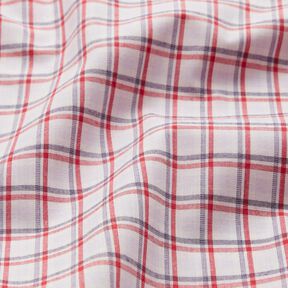 skjortestof med forskudte tern – hvid/marineblå, 