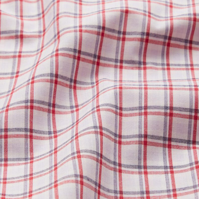 skjortestof med forskudte tern – hvid/marineblå,  image number 2