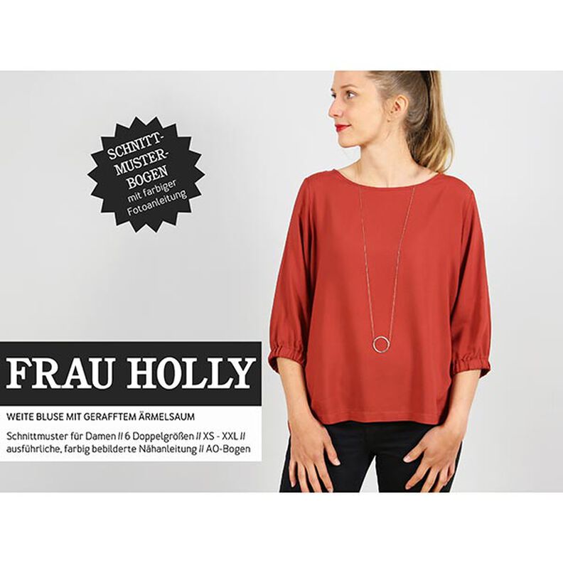 FRAU HOLLY - bred bluse med rynket ærmekant, Studio Schnittreif  | XS -  XXL,  image number 1