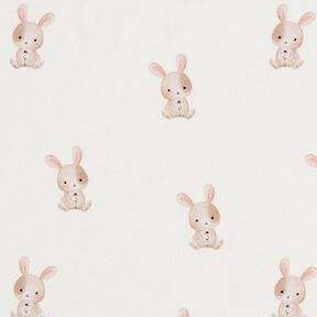 GOTS Bomuldsjersey Hare med blomst Digitaltryk – elfenben, 