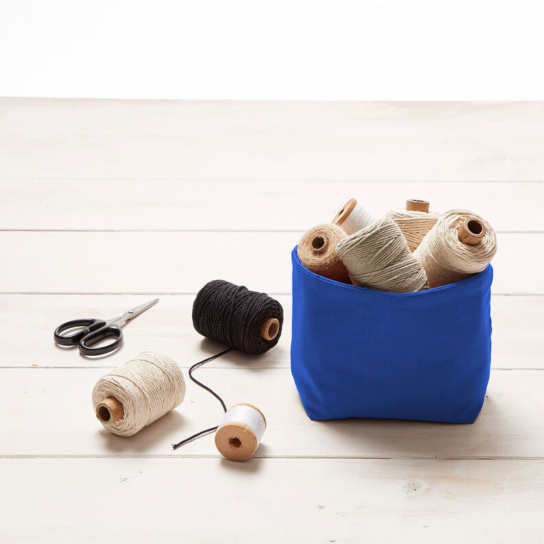 Bomuldsstof Cretonne Ensfarvet – kongeblå,  image number 7