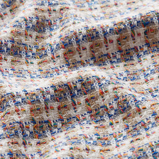 Bomulds-tweed flerfarvede tern – uldhvid/blå, 