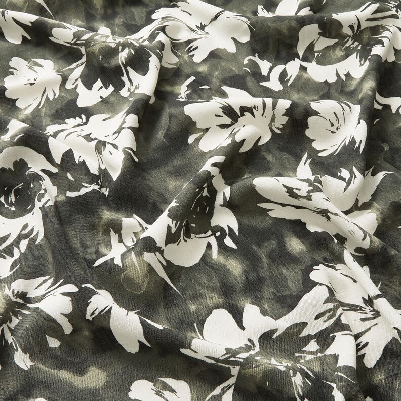 Viskosestof akvarel vilde roser &ndash; m&oslash;rk fyr/uldhvid,  image number 2