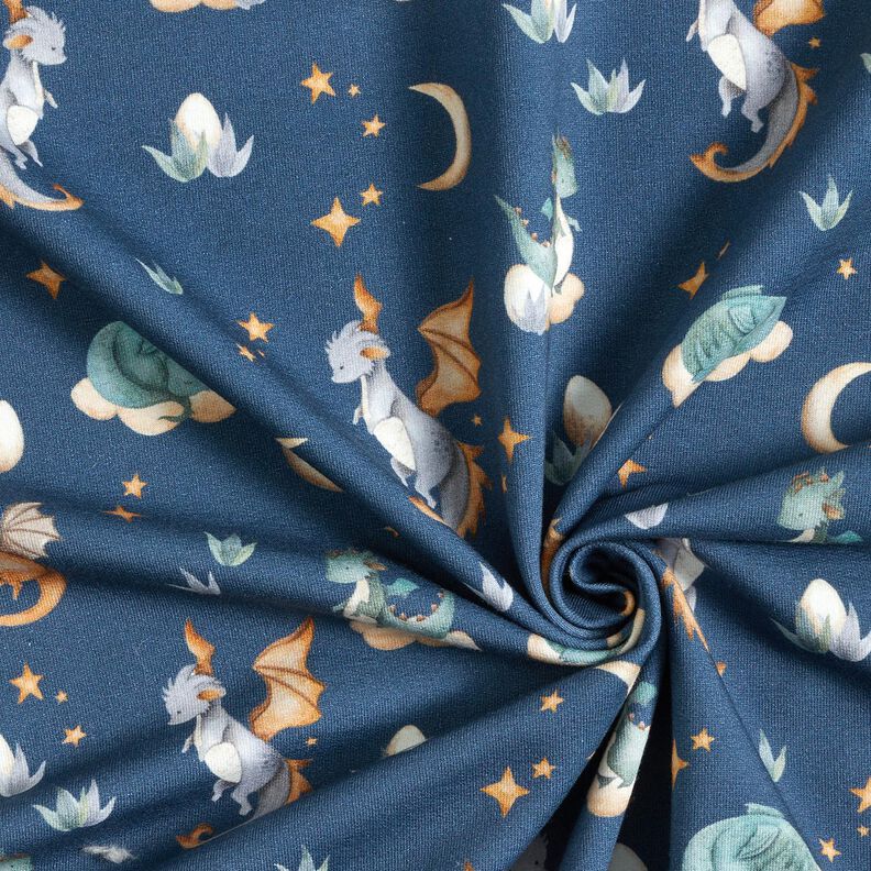 French Terry Sommersweat søde drager Digitaltryk – blågrå,  image number 3