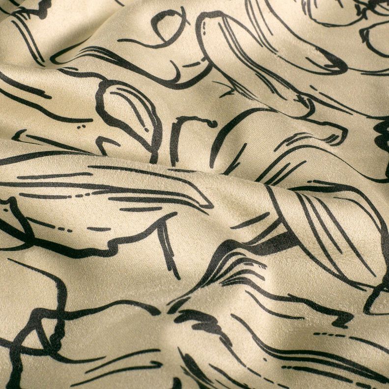 Blomsterskitser i stretchvelour – sand/sort,  image number 2