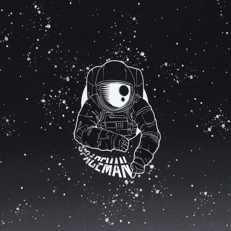 French Terry Panel Spaceman | Glitzerpüppi – sort/hvid,  image number 7