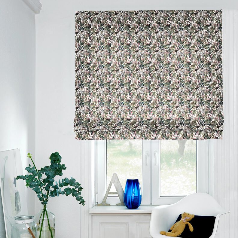 Dekorationsstof Canvas kunstf&aelig;rdige blomster &ndash; elfenben/m&oslash;rk fyr,  image number 5