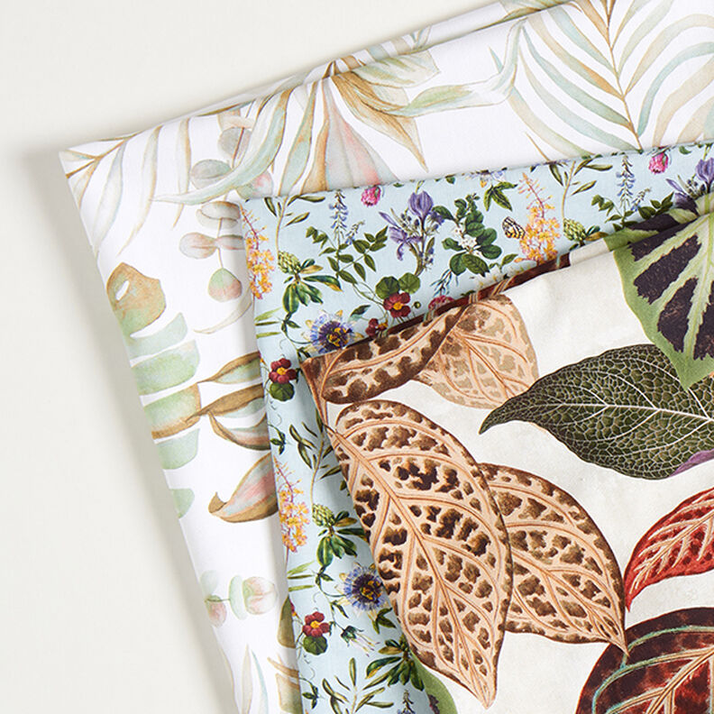 Bomuldsstof poplin blomsterpragt – lyseblå,  image number 5