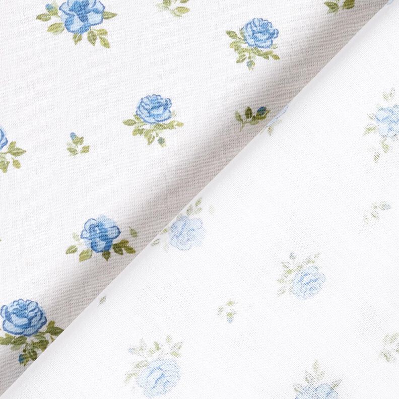 Bomuldspoplin fine roser – lyseblå/hvid,  image number 4