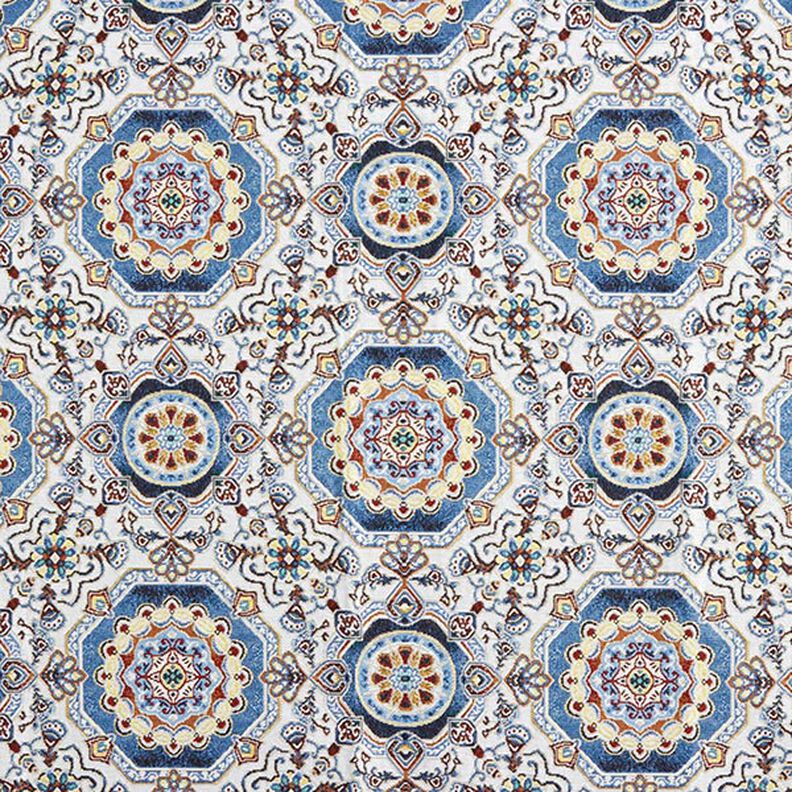 Dekorationsstof Gobelin orientalsk mandala – blå/elfenben,  image number 1