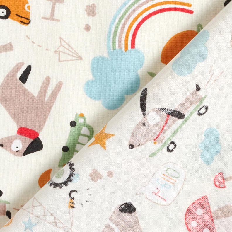 Bomuldspoplin Hunde på tur– uldhvid,  image number 4