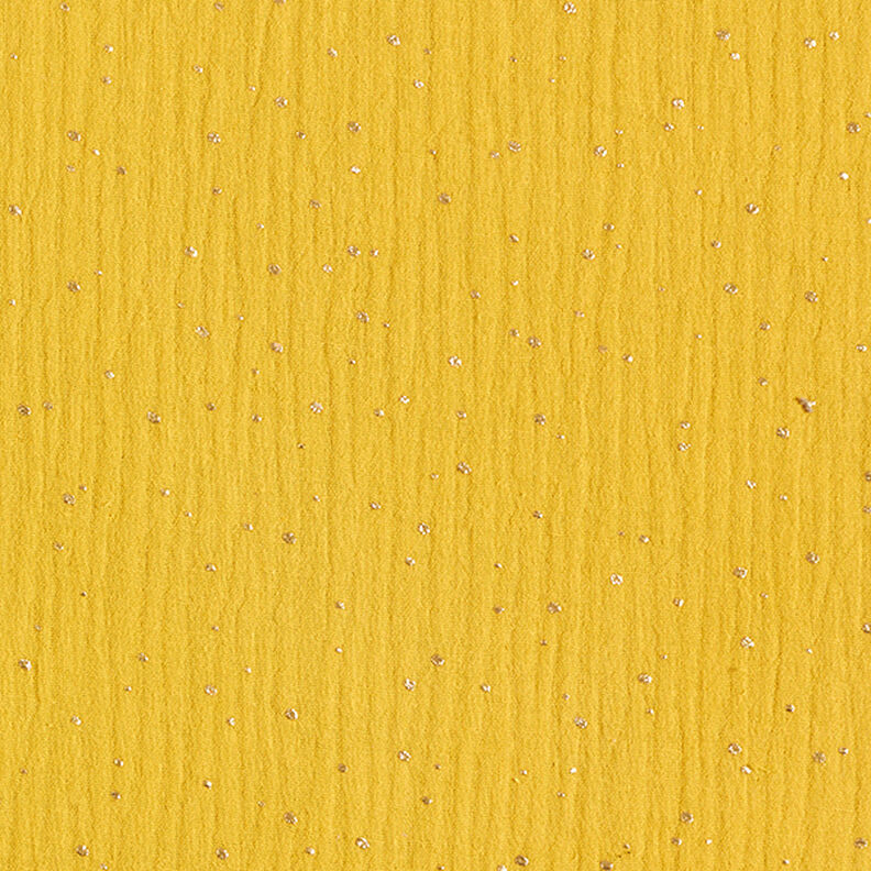 Bomuld musselin spredte guldklatter – karry/guld,  image number 1