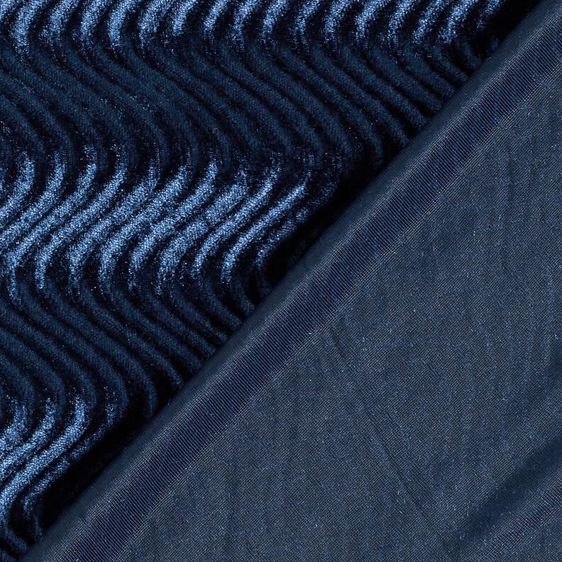 stretchfløjl med prægede bølger – marineblå,  image number 4