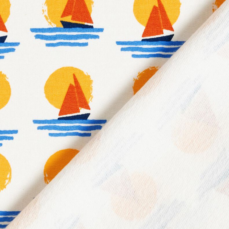 Sweatshirt lodden sejlbåde i solnedgang – hvid/blå,  image number 4