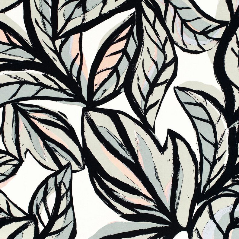 Viskosejersey store blade – elfenben/natblå,  image number 1