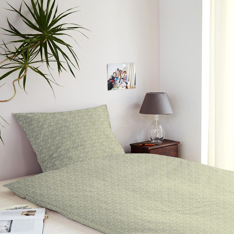 Bomuldsstof Cretonne mini-blade – lys kaki/hvid,  image number 7