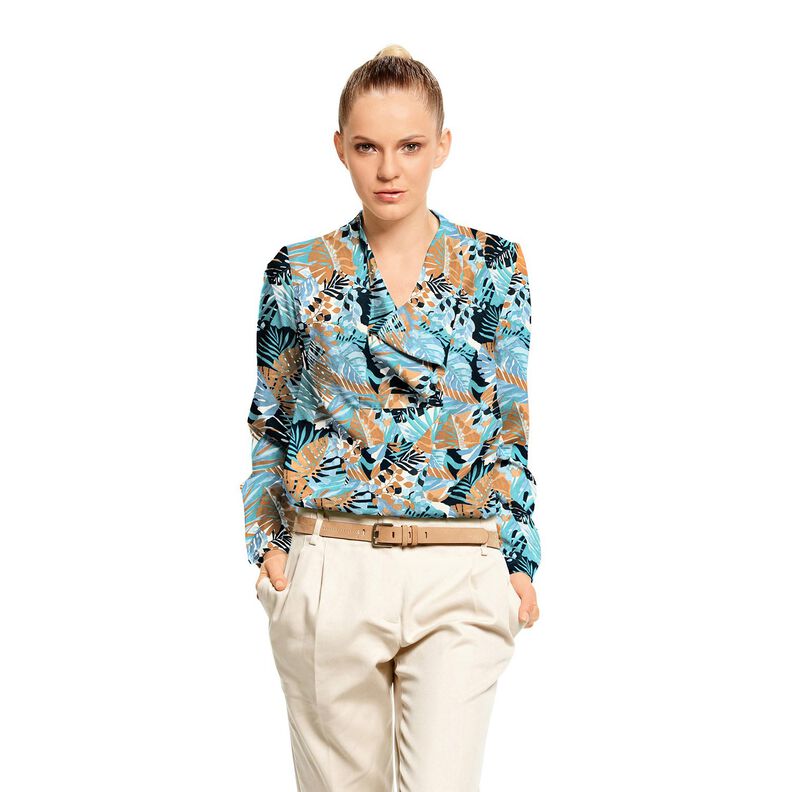 Cr&ecirc;pe Satin palmer og monstera &ndash; str&aring;lende bl&aring;/sort-bl&aring;,  image number 5