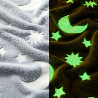 Hyggefleece Glow in the Dark måne og stjerner – natblå/creme, 
