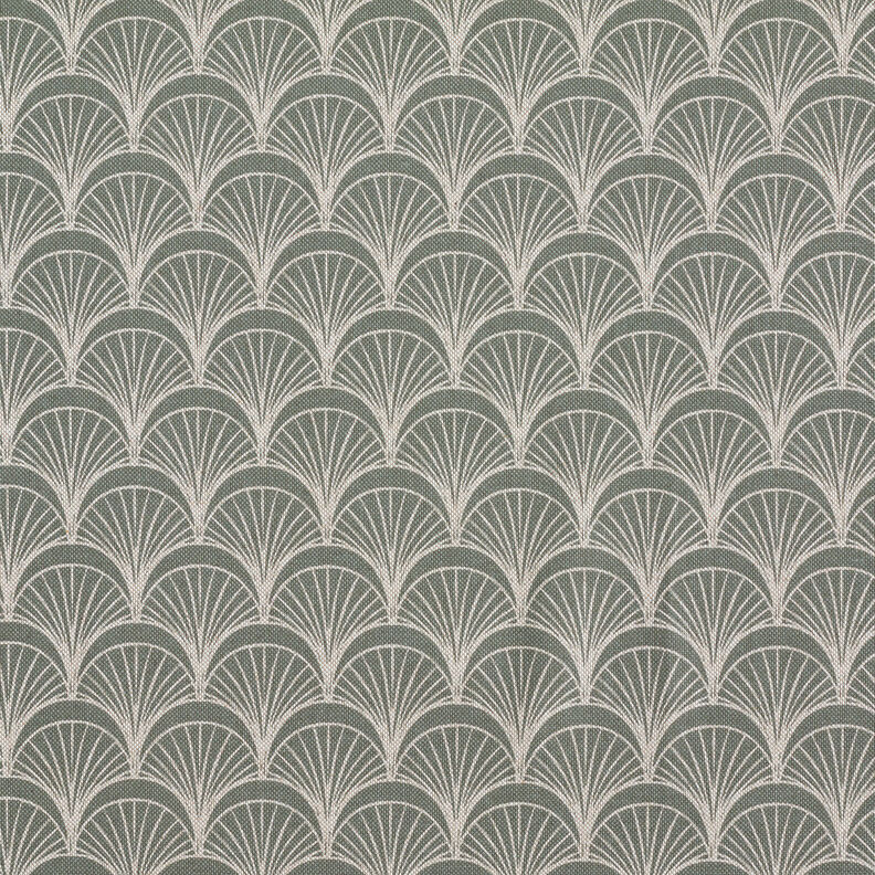 Dekorationsstof Halvpanama elegante buede vifter – natur/reed,  image number 1