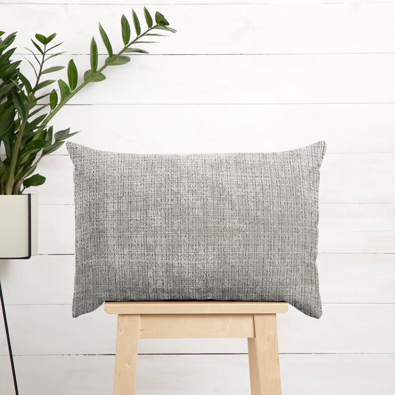 Polsterstof Chenille Ensfarvet – sølvgrå,  image number 7