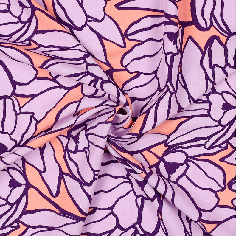 Lenzing Ecovero Inked Bouquet | Nerida Hansen – ferskenorange/lavendel,  image number 4