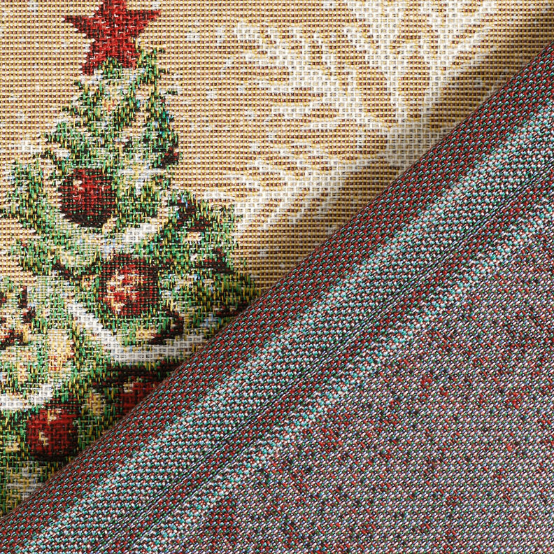 Dekorativt panelstof Gobelin grantræ – karminrød/lysebeige,  image number 4