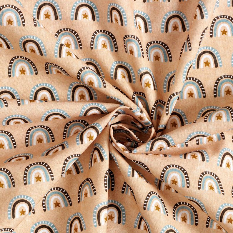 Bomuldspoplin regnbuer Digitaltryk – beige,  image number 3
