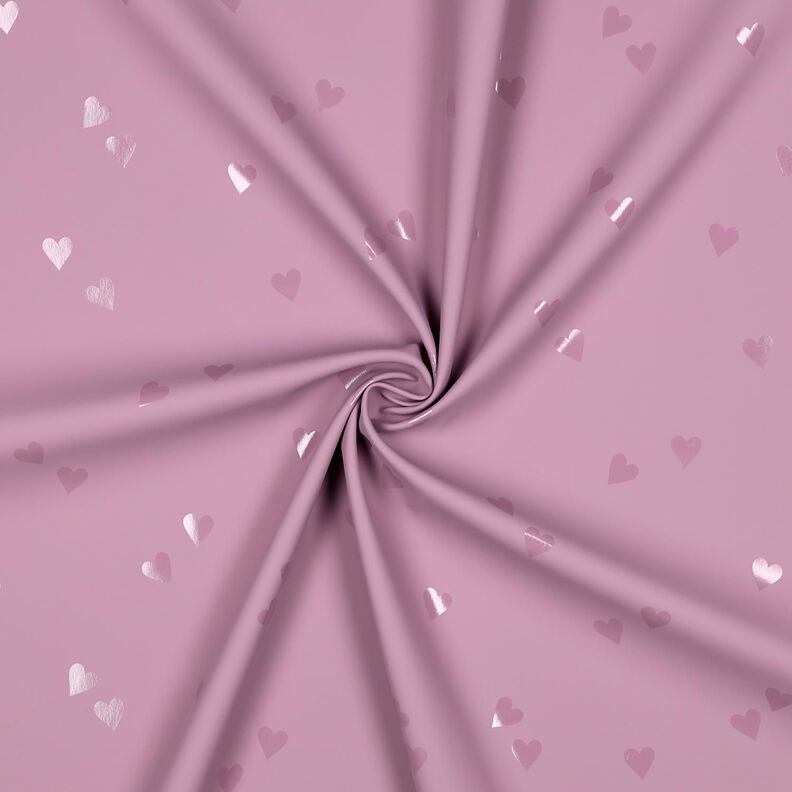 Stof til regnjakker små hjerter | Poppy Fabrics – lys gammelrosa,  image number 3