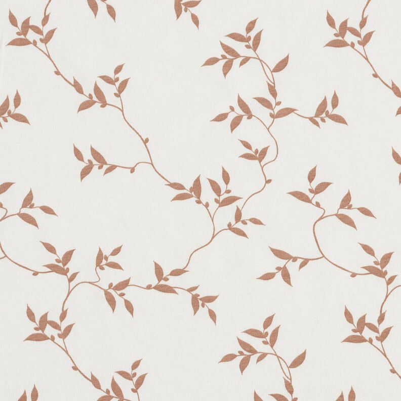 Bomuldsjersey bladranker &ndash; elfenben/lysebrun,  image number 1