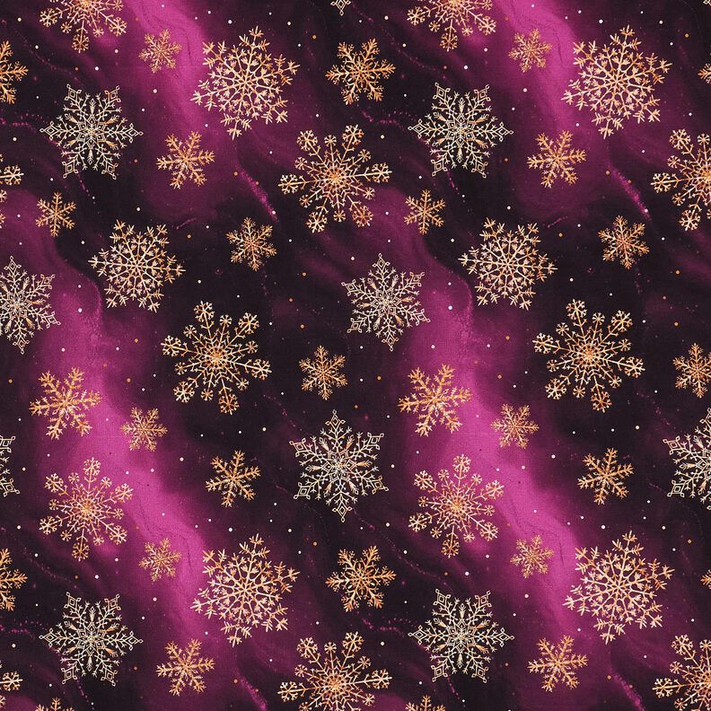 French Terry Sommersweat Snefnug Mælkevejen | Glitzerpüppi – aubergine/gammelguld,  image number 1