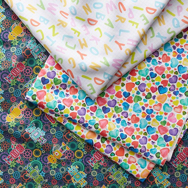 Bomuldssatin farverige hjerter,  image number 5