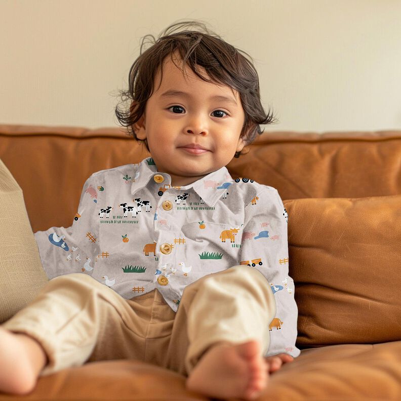 Bomuldspoplin bondegårdsdyr | Poppy Fabrics – pinje,  image number 5