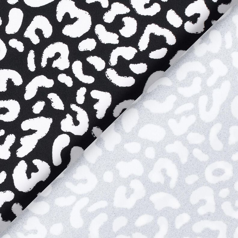 Badetøjsstof Abstrakte leopardpletter – sort-blå/hvid,  image number 4