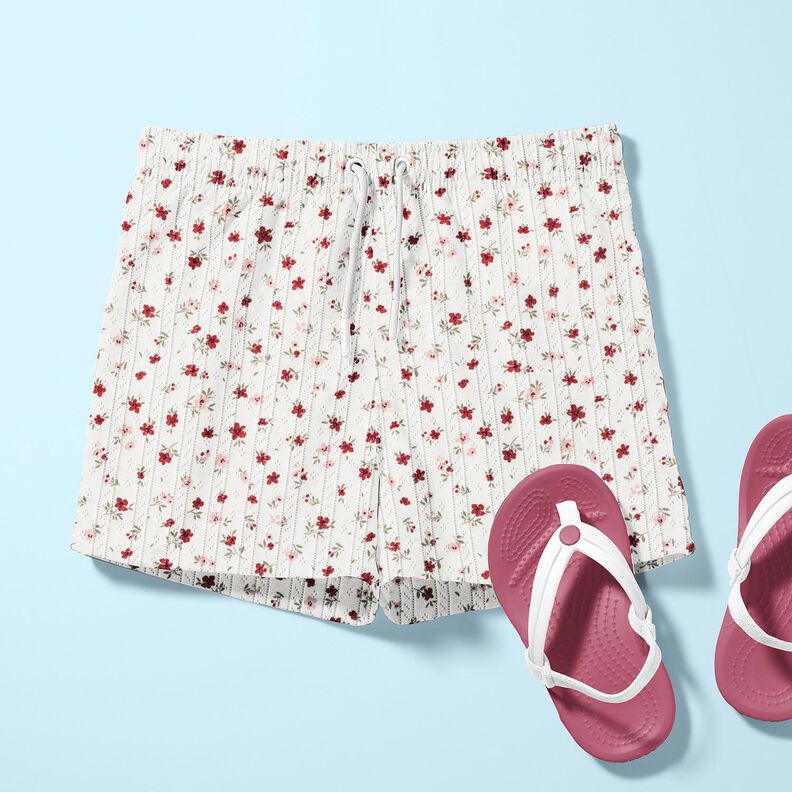 Ajour Bomuldsjersey små blomster – elfenben,  image number 5