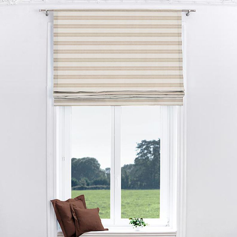 Dekorationsstof kanvas stribemiks genanvendt – beige,  image number 6
