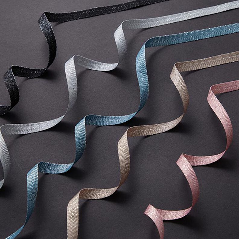 Vævet bånd Metallisk [9 mm] – sølv/sølv metallic,  image number 3