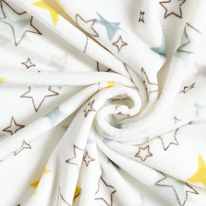 Hyggefleece farverige stjerner – elfenben/solgul,  image number 3