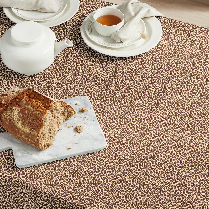 Bomuldsstof Cretonne lille løve – beige/brun,  image number 5