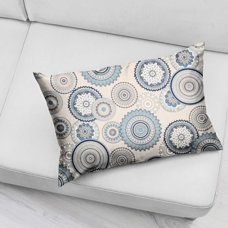 Dekorationsstof Halvpanama Mandala &ndash; bl&aring;,  image number 8