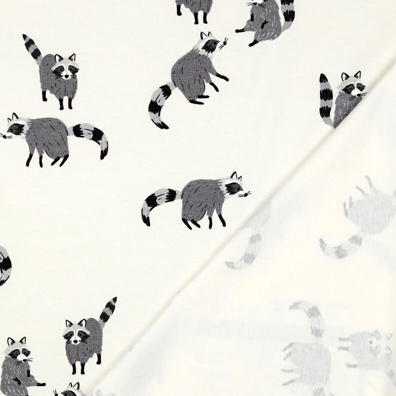 Bomuldsjersey vaskebjørne Digitaltryk | Poppy Fabrics – uldhvid,  image number 4