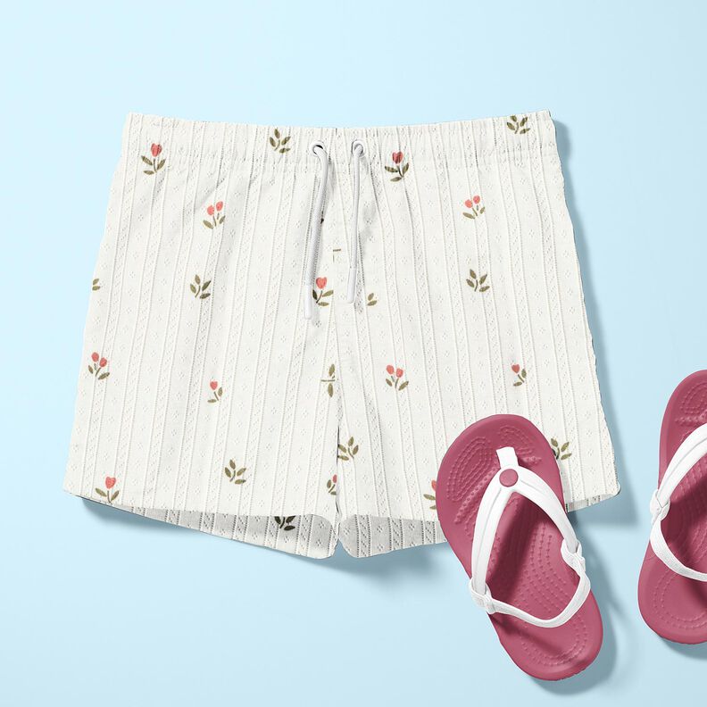 Ajour Bomuldsjersey tulipaner – elfenben,  image number 5