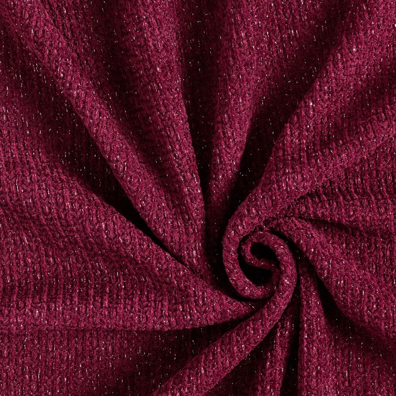 Chenille Strikjacquard glitter – bordeaux/sølv metallic,  image number 1