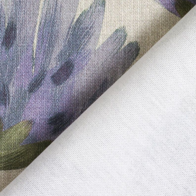 Dekorationsstof Halvpanama blomstrende kløver – blågrå/lys taupe,  image number 4