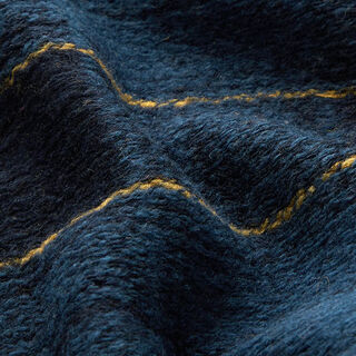 Frakkestrik uldblanding tern – natblå/sennep | Reststykke 130cm, 