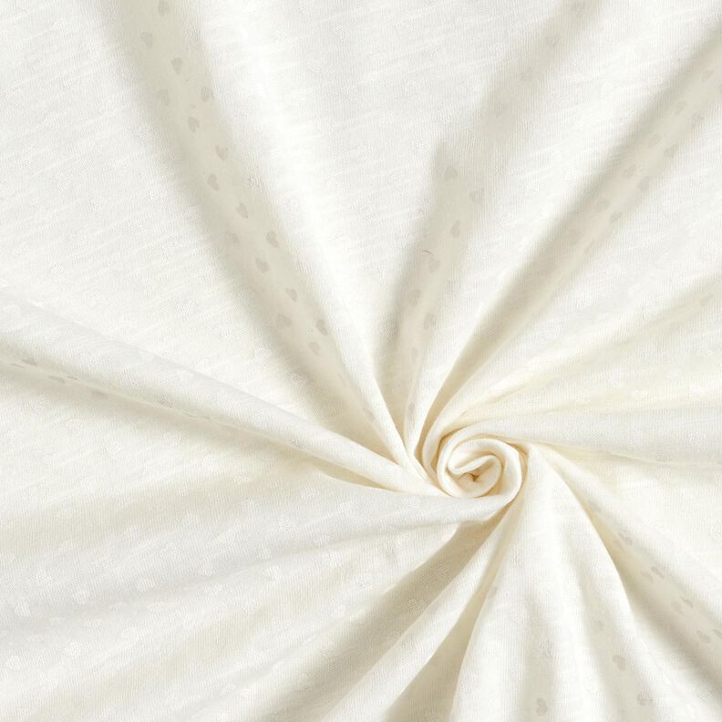 Bomuldsjersey små hjerter – uldhvid | Reststykke 90cm,  image number 3