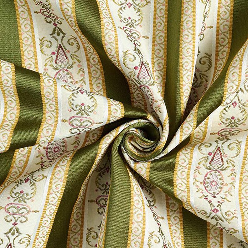 M&oslash;belstof Jacquard Biedermeier Striber &ndash; creme/olivengr&oslash;n,  image number 4