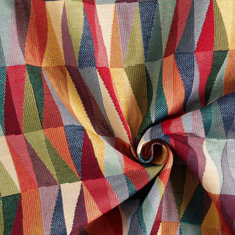 Dekorationsstof Gobelin grafisk zigzag – lysebeige/karminrød,  image number 3